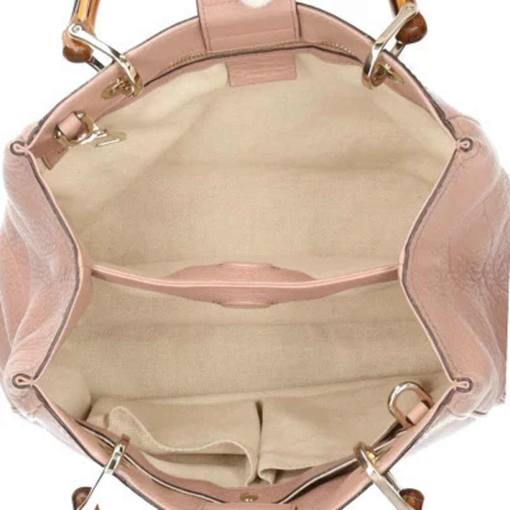 Gucci Bamboo Leather Shoulder Pink Bag - Picture 7 of 8